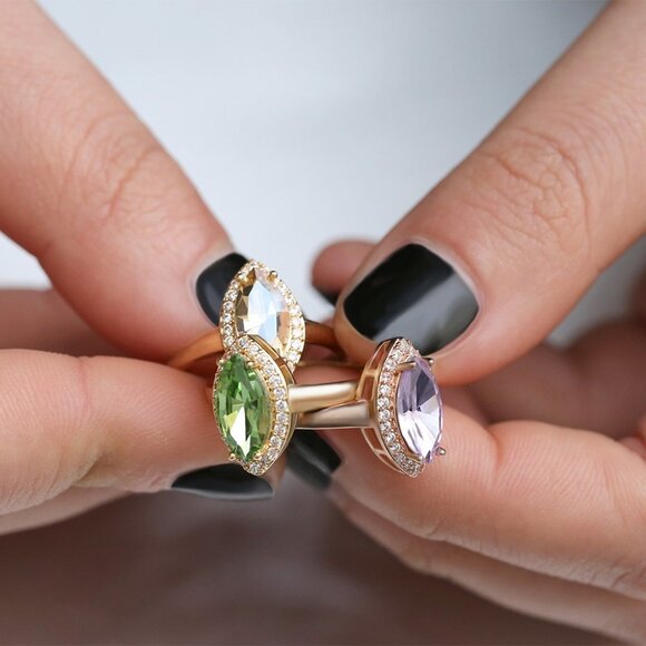 🍁 Luxury Noble Gem Zircon Independent Trendy Rings for Women, EVGG1502 - Picture 2 of 3